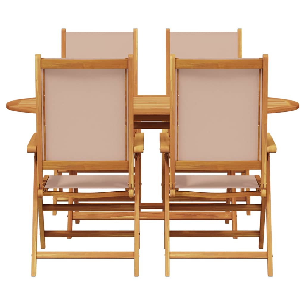 Garden Dining Set Folding 5 pcs Taupe Solid Acacia Wood
