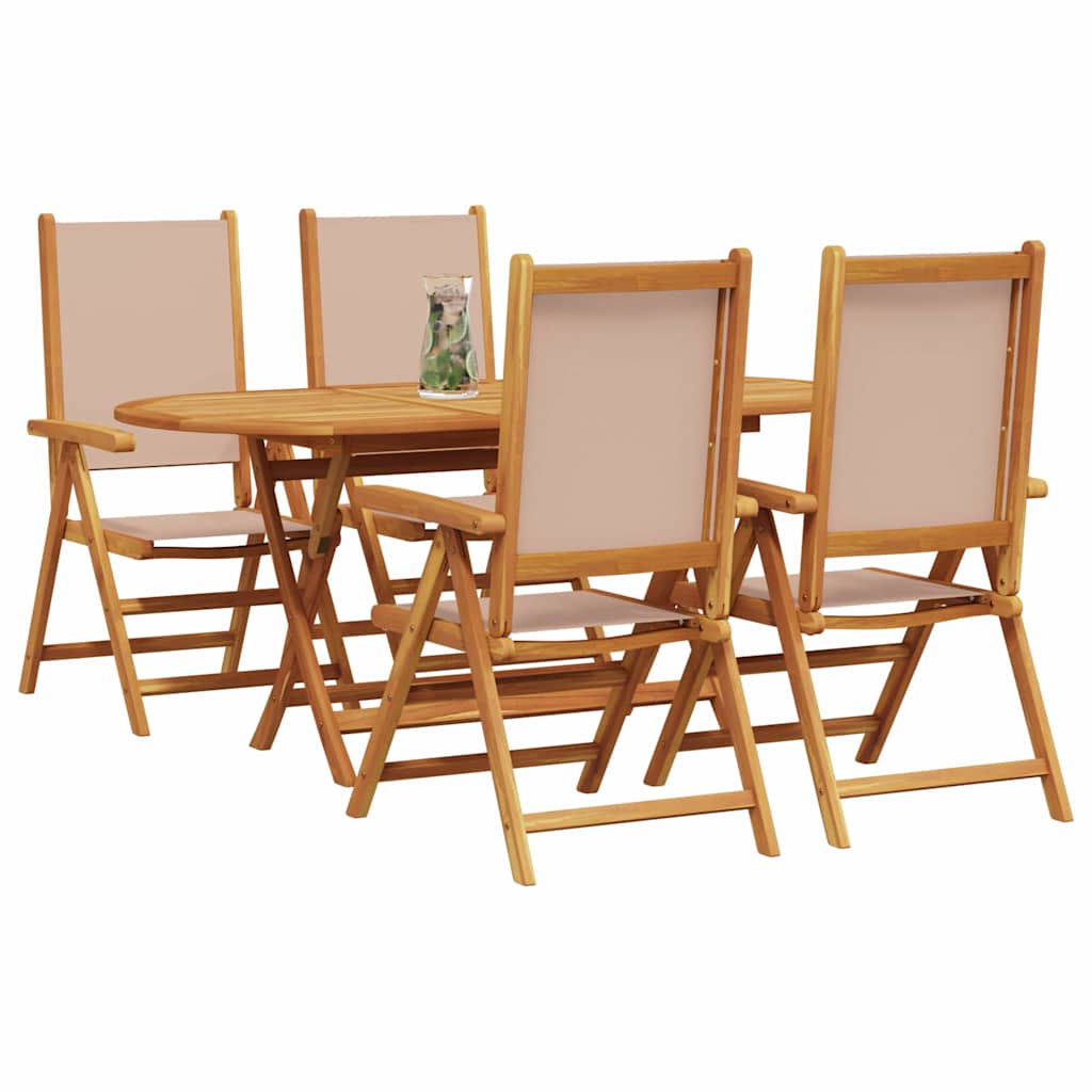 Garden Dining Set Folding 5 pcs Taupe Solid Acacia Wood