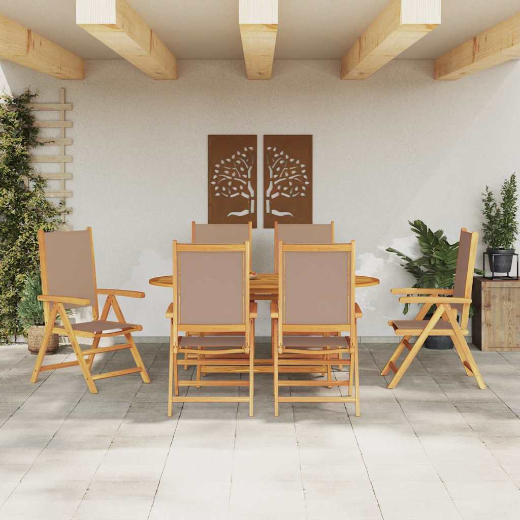 Garden Dining Set Folding 7 pcs Taupe Solid Acacia Wood