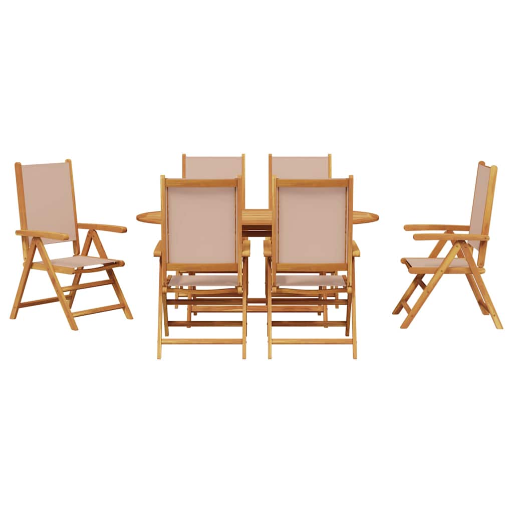 Garden Dining Set Folding 7 pcs Taupe Solid Acacia Wood