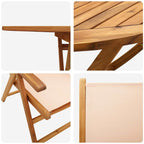 Garden Dining Set Folding 5 pcs Beige Solid Acacia Wood