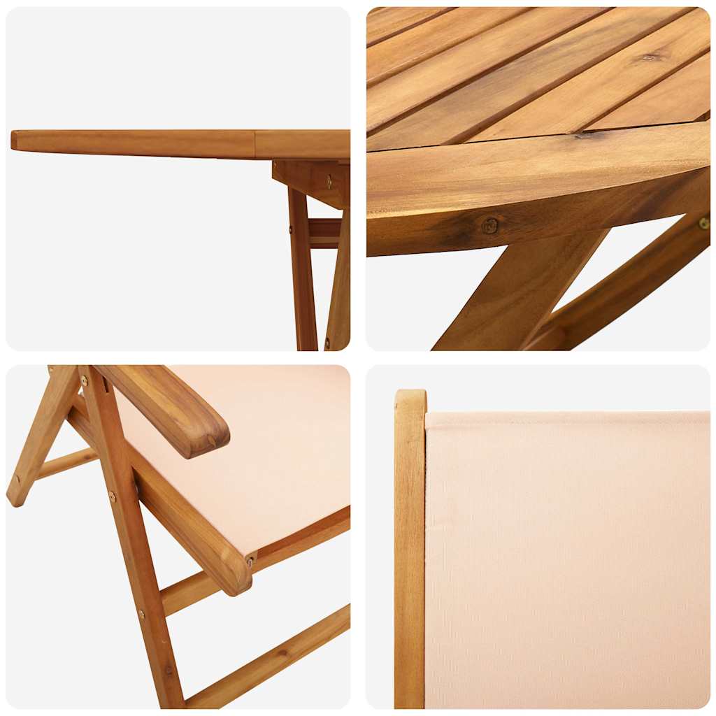 Garden Dining Set Folding 5 pcs Beige Solid Acacia Wood