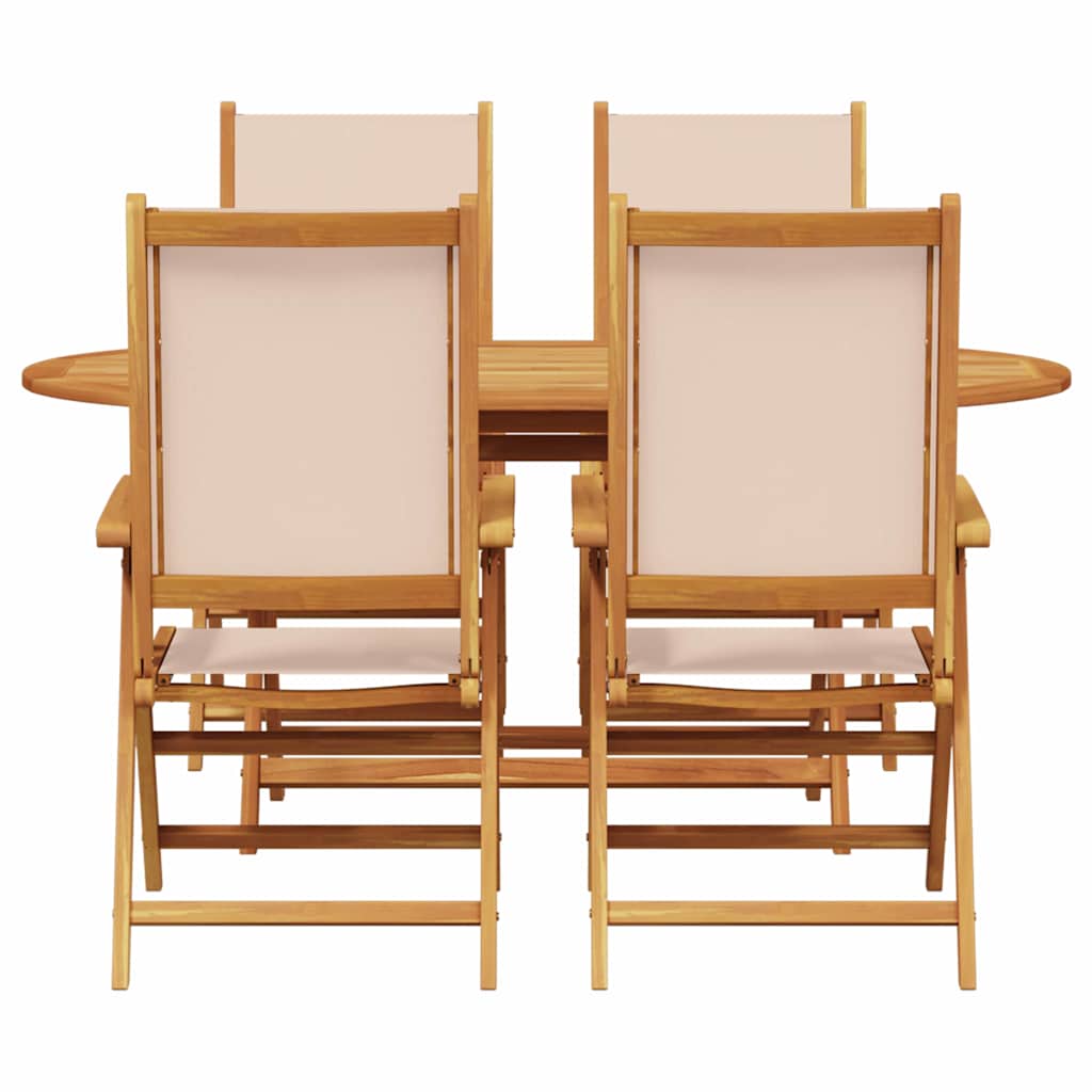 Garden Dining Set Folding 5 pcs Beige Solid Acacia Wood