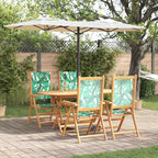 Garden Dining Set Folding 5 pcs Leaf Pattern Solid Acacia Wood
