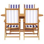Garden Dining Set 5 pcs Blue and White Solid Acacia Wood