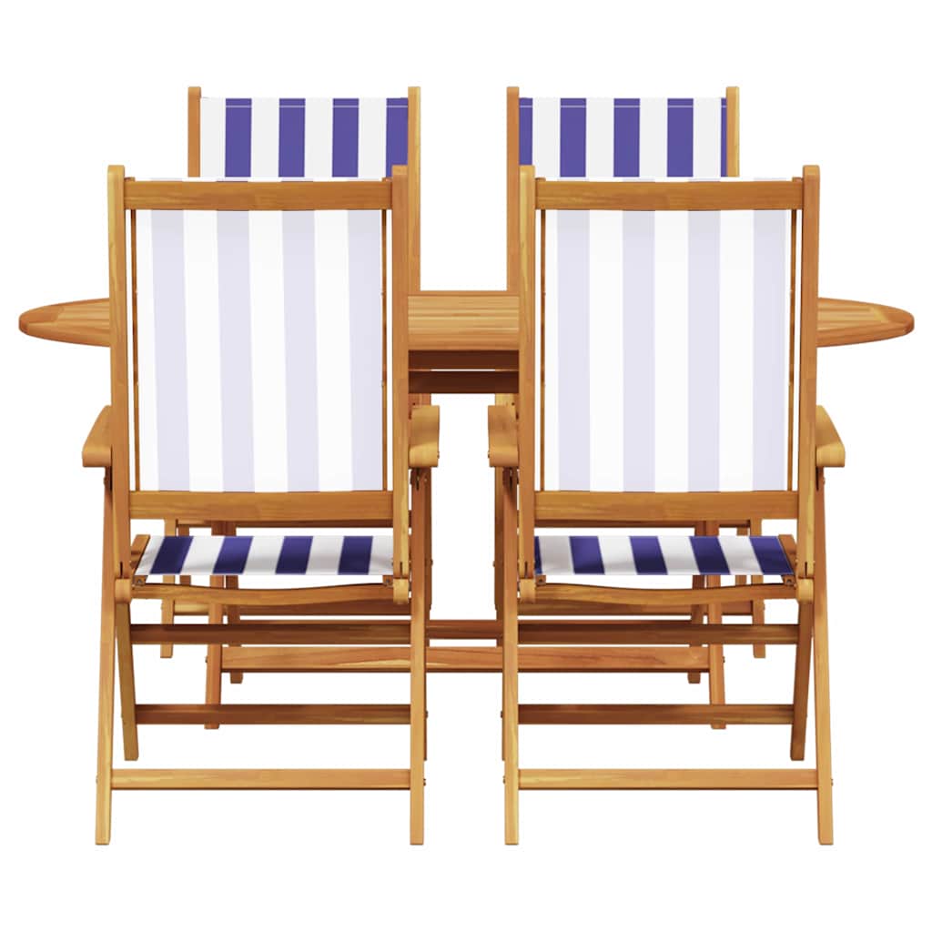 Garden Dining Set 5 pcs Blue and White Solid Acacia Wood