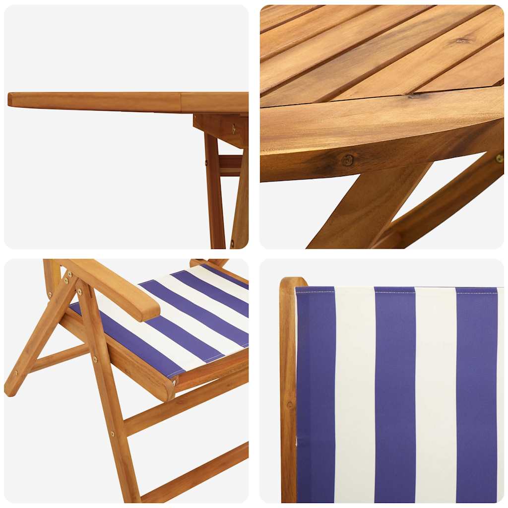 Garden Dining Set 7 pcs Blue and White Solid Acacia Wood