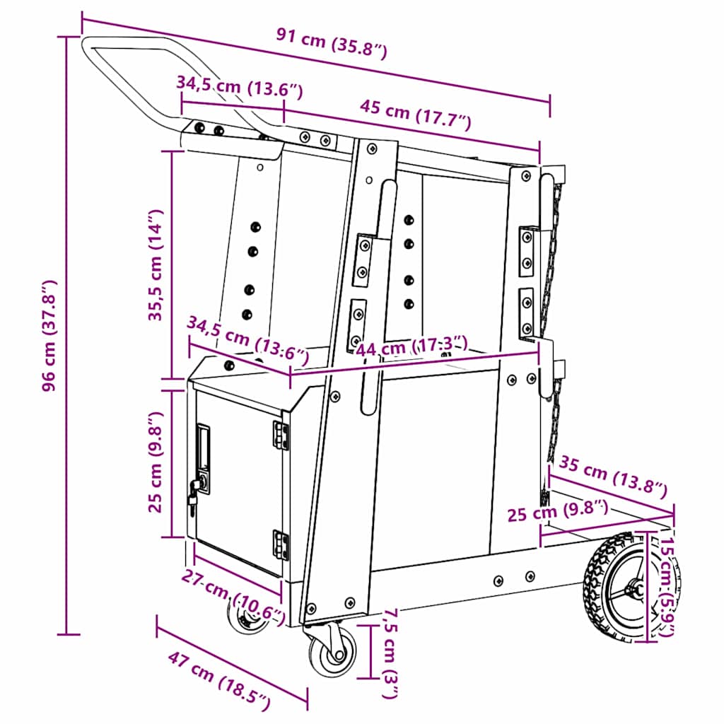 Welding Trolley Black 91 x 47 x 96 cm Steel