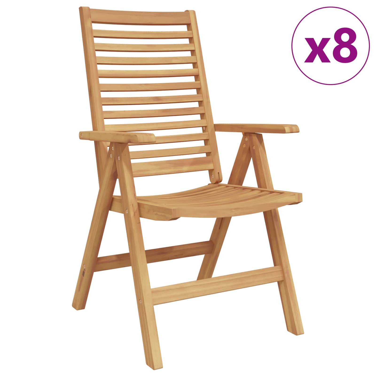 Garden Chair 8 pcs Brown 52 x 64.5 x 108 cm Solid teak wood