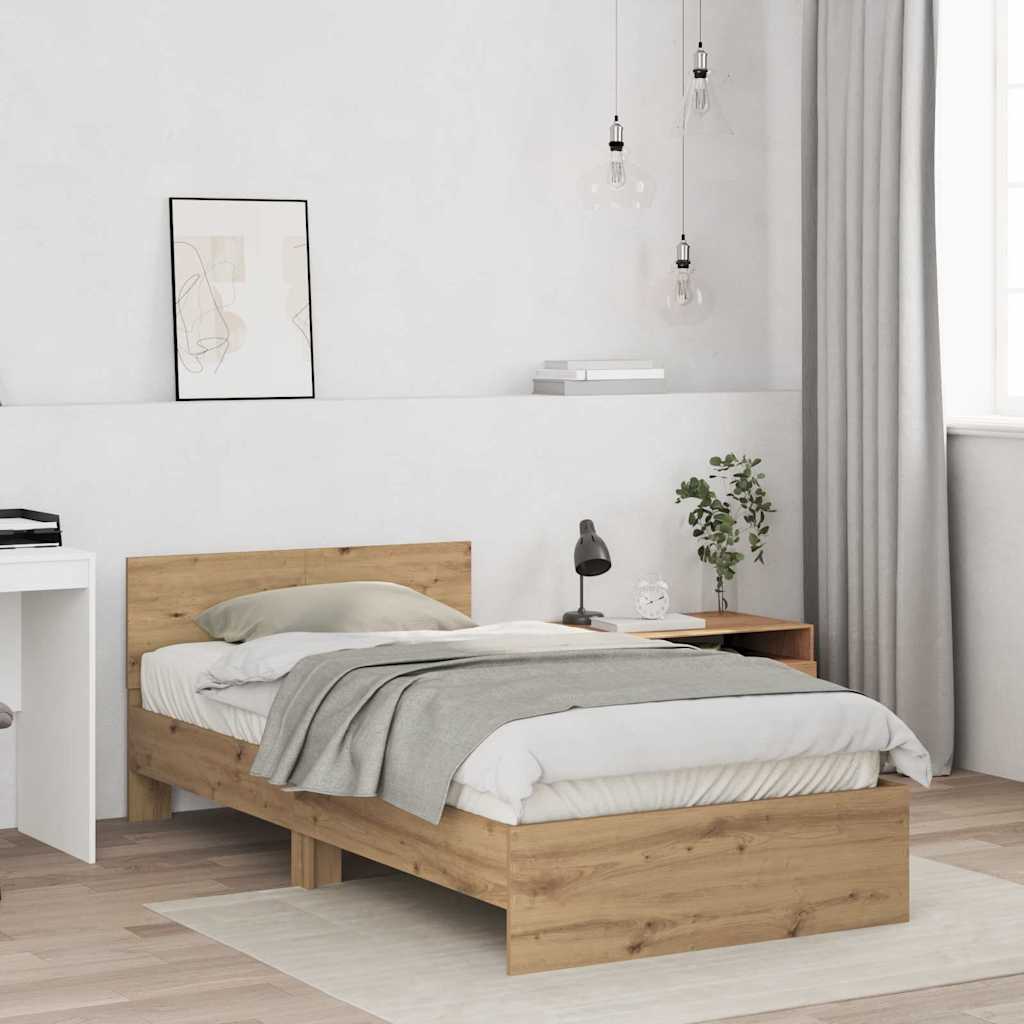 Bed Frame Artisan Oak 203 x 104 x 70 cm Engineered Wood