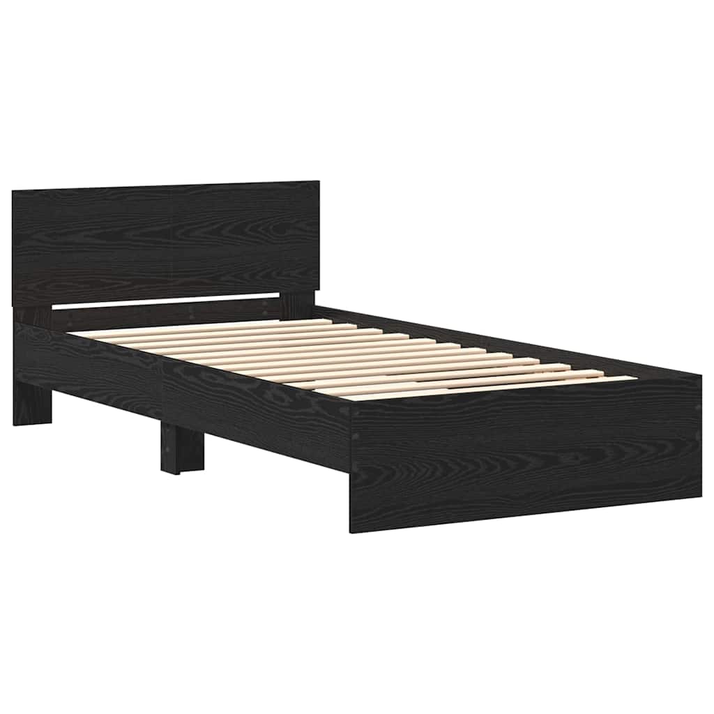 Bed Frame Black Oak 203 x 104 x 70 cm Engineered Wood