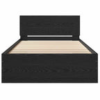 Bed Frame Black Oak 203 x 104 x 70 cm Engineered Wood