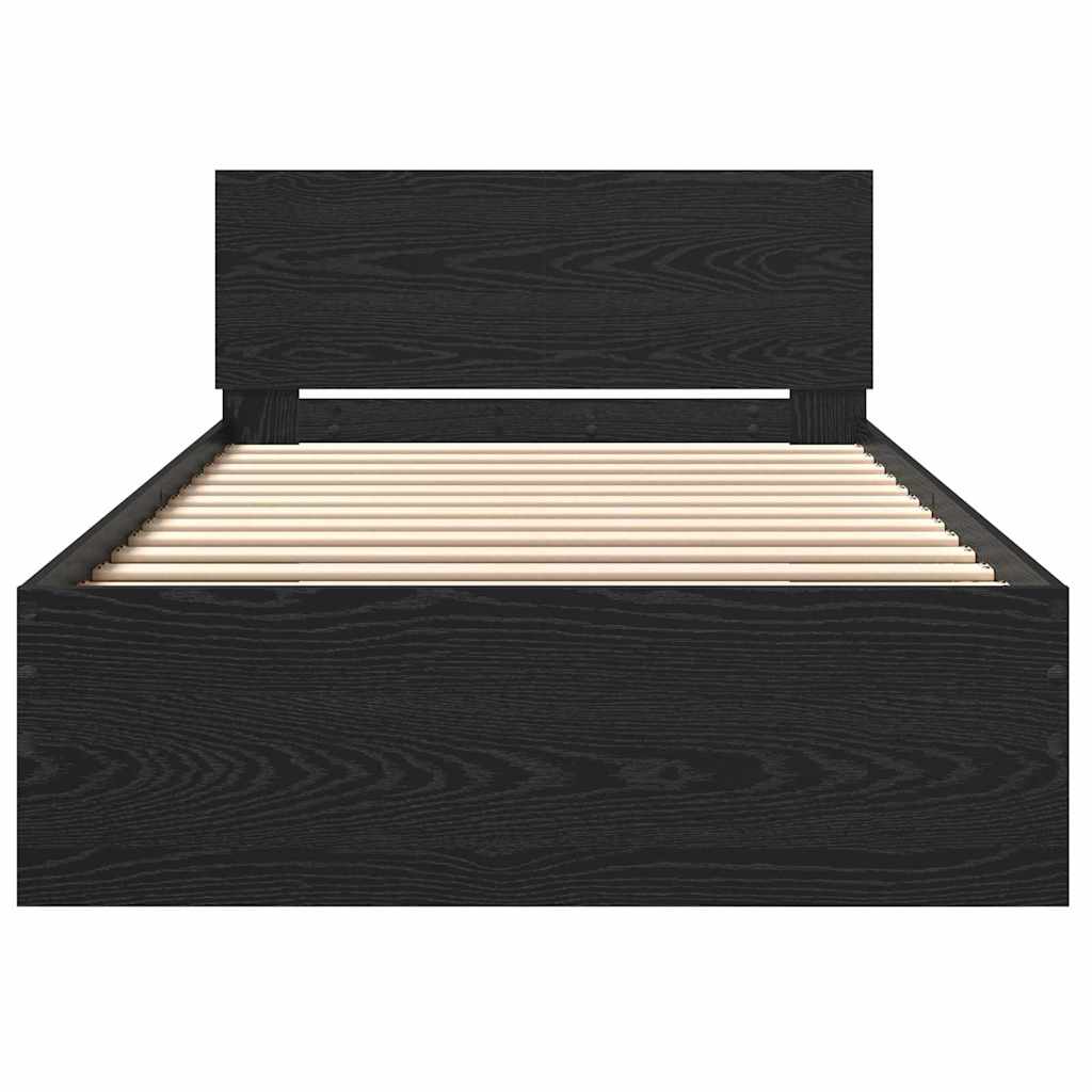 Bed Frame Black Oak 203 x 104 x 70 cm Engineered Wood