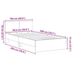 Bed Frame Black Oak 203 x 104 x 70 cm Engineered Wood