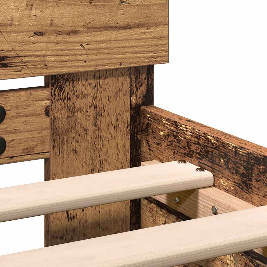 Bed Frame Old Wood 193 x 125 x 70 cm Engineered Wood