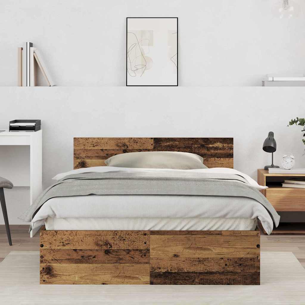 Bed Frame Old Wood 193 x 125 x 70 cm Engineered Wood