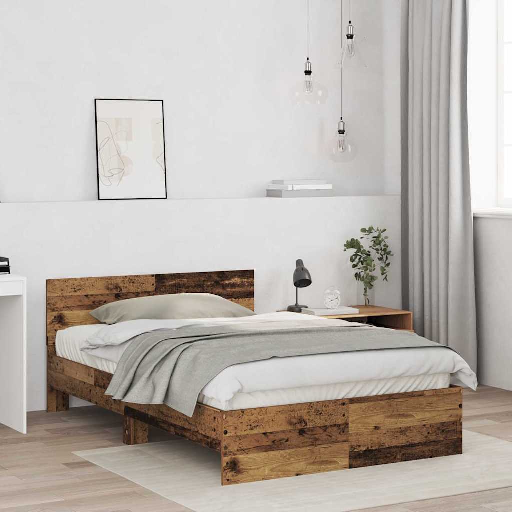 Bed Frame Old Wood 193 x 125 x 70 cm Engineered Wood