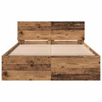 Bed Frame Old Wood 193 x 125 x 70 cm Engineered Wood