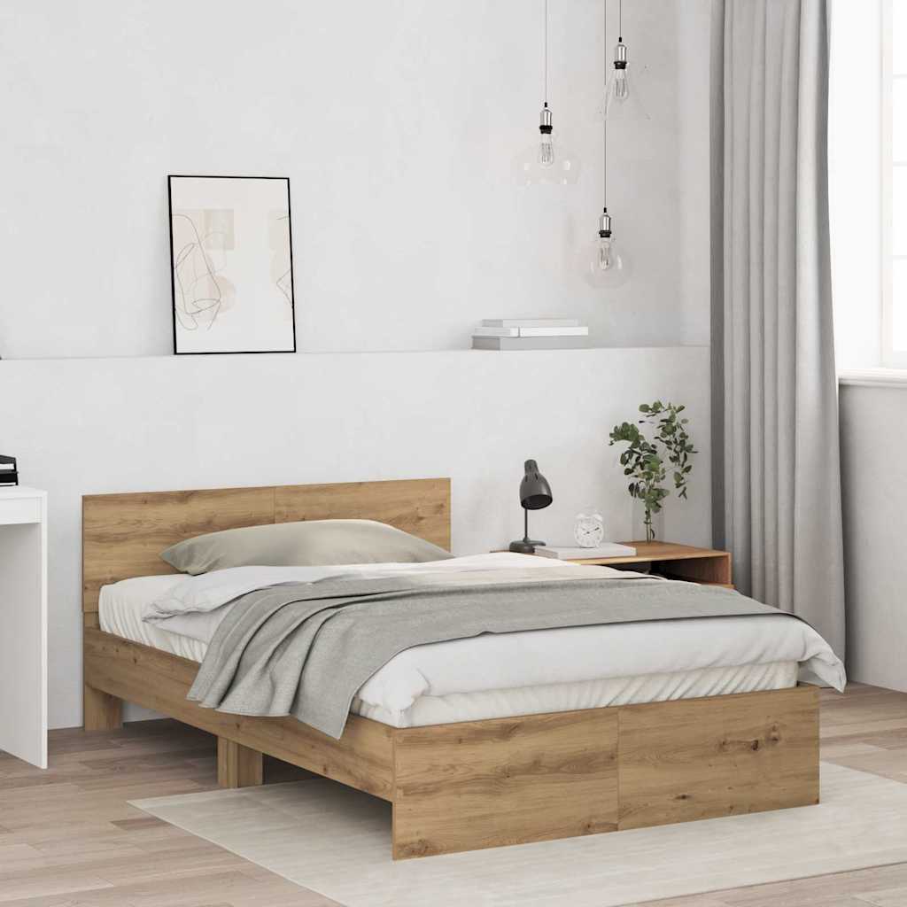 Bed Frame Artisan Oak 193 x 125 x 70 cm Engineered Wood