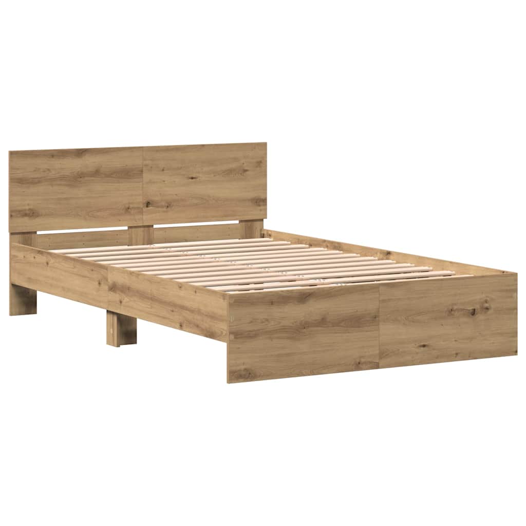 Bed Frame Artisan Oak 193 x 125 x 70 cm Engineered Wood