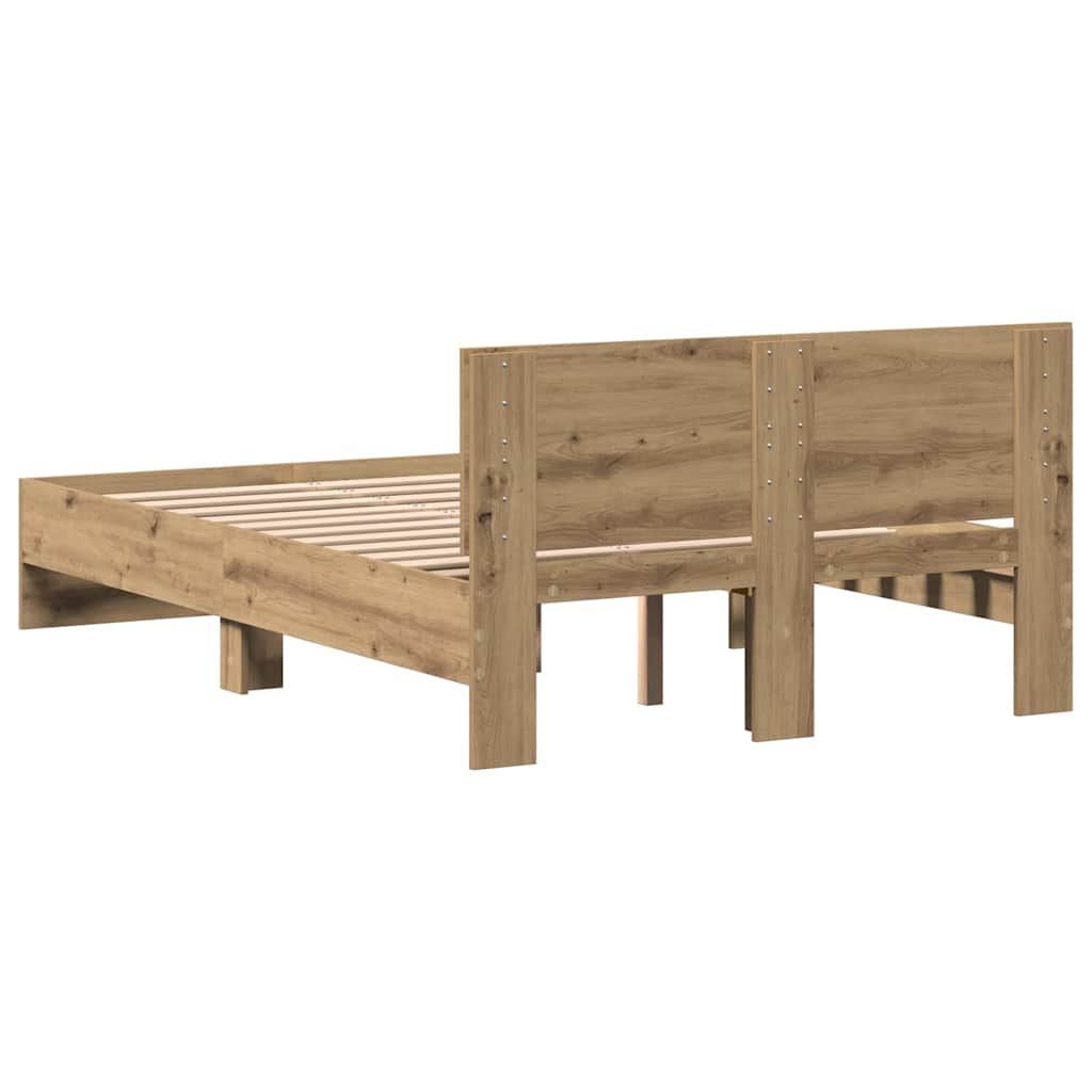 Bed Frame Artisan Oak 193 x 125 x 70 cm Engineered Wood