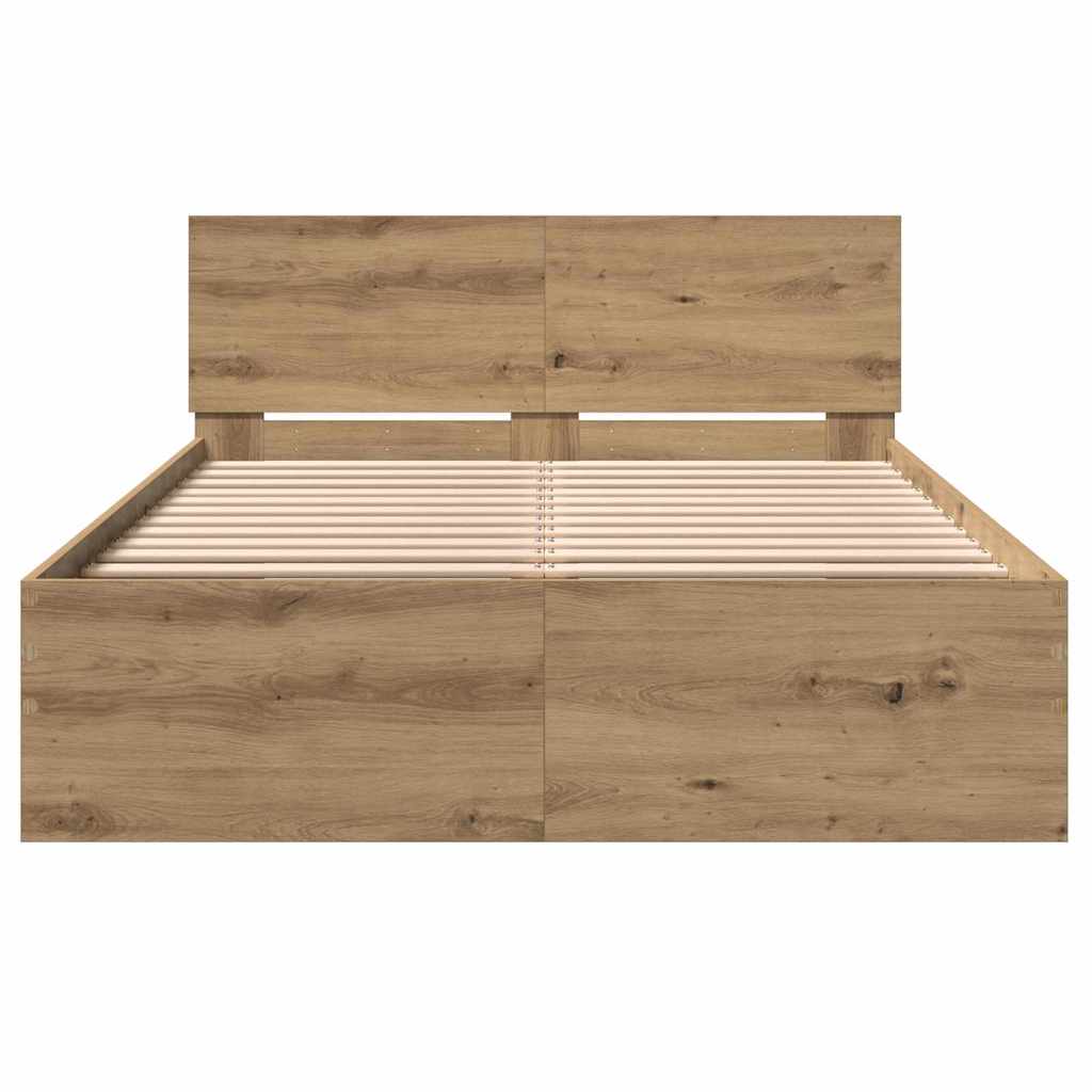Bed Frame Artisan Oak 193 x 125 x 70 cm Engineered Wood