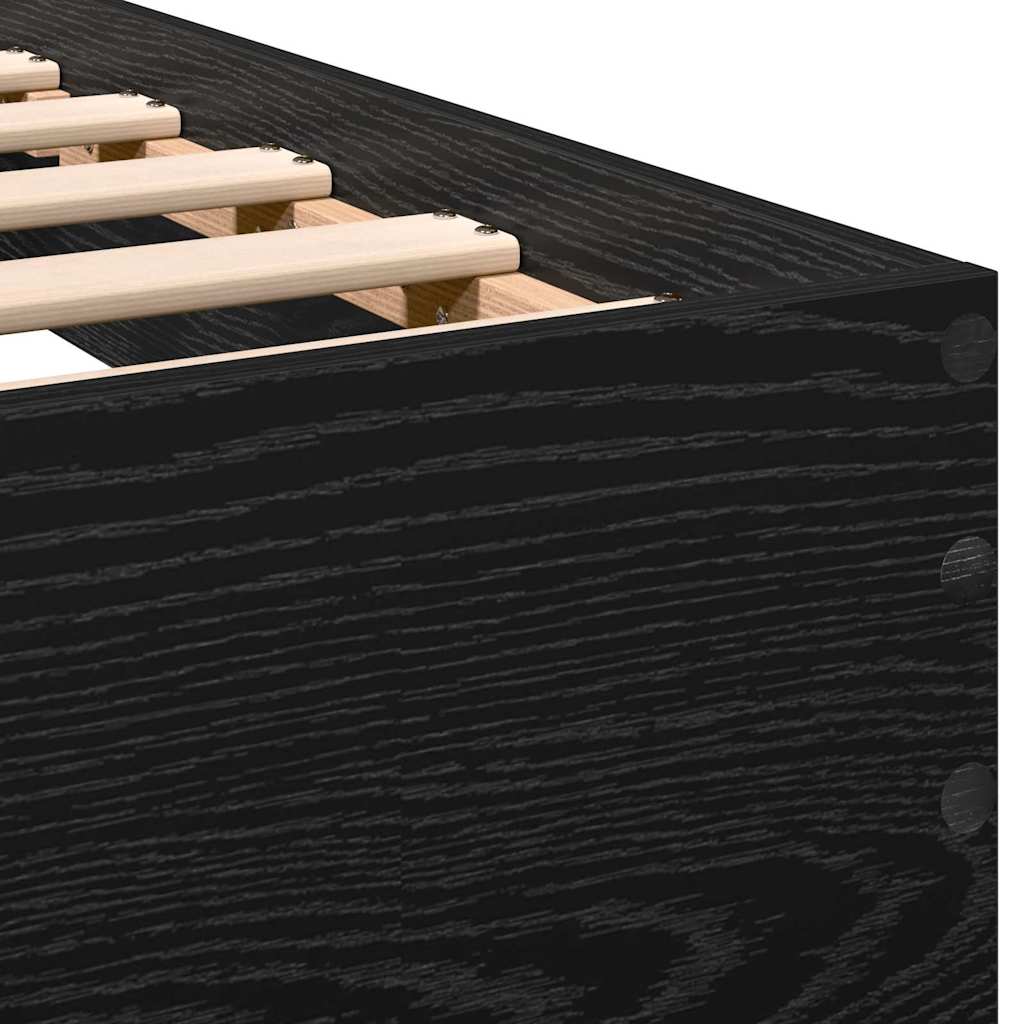 Bed Frame Black Oak 193 x 125 x 70 cm Engineered Wood