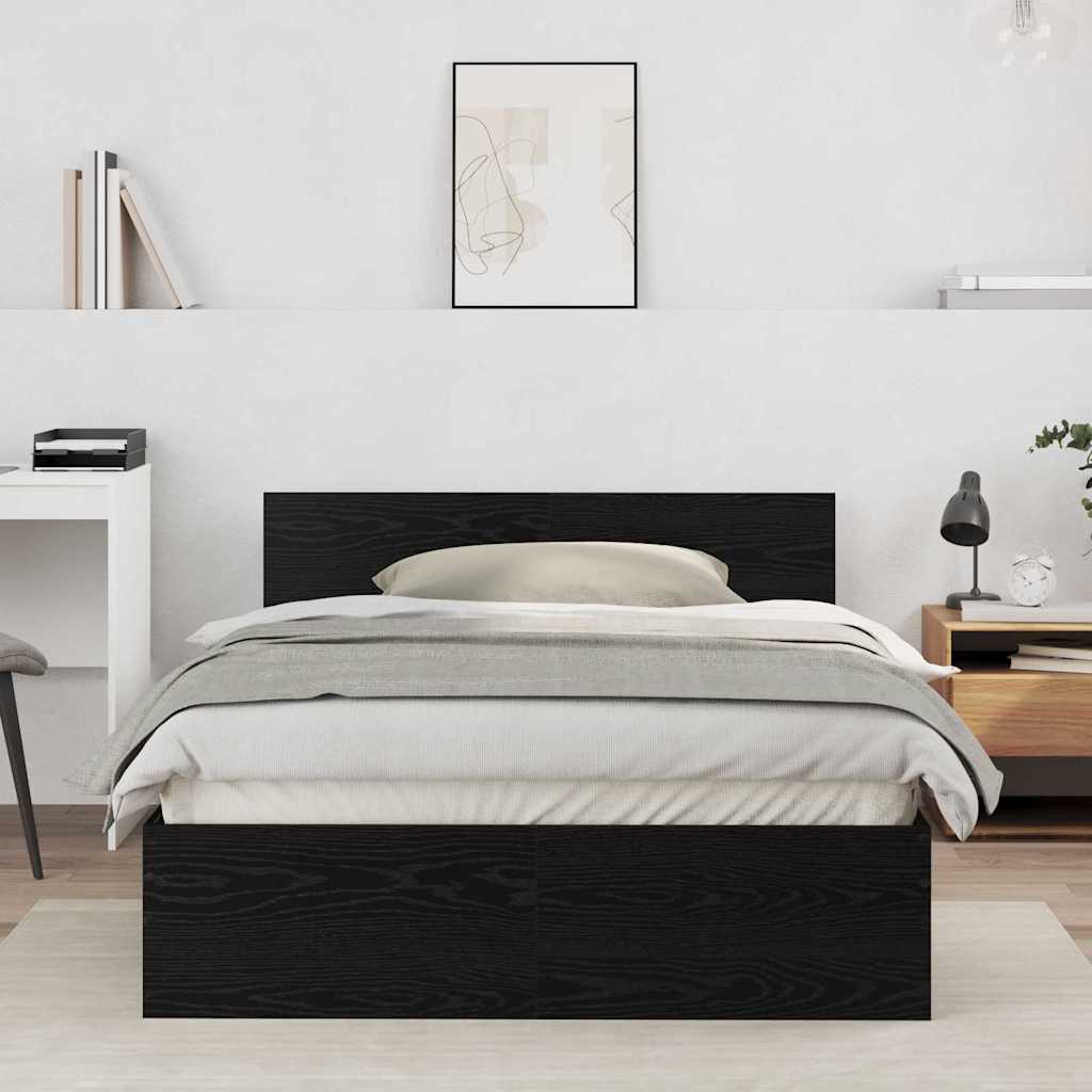 Bed Frame Black Oak 193 x 125 x 70 cm Engineered Wood