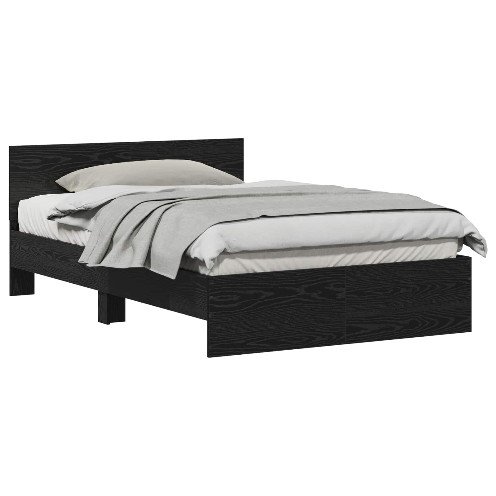 Bed Frame Black Oak 193 x 125 x 70 cm Engineered Wood