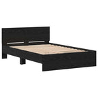 Bed Frame Black Oak 193 x 125 x 70 cm Engineered Wood