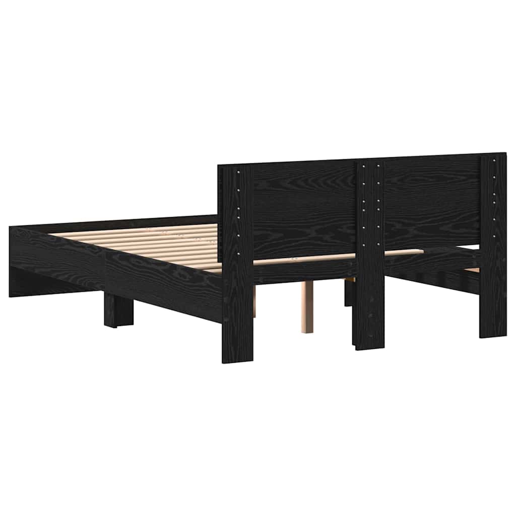 Bed Frame Black Oak 193 x 125 x 70 cm Engineered Wood