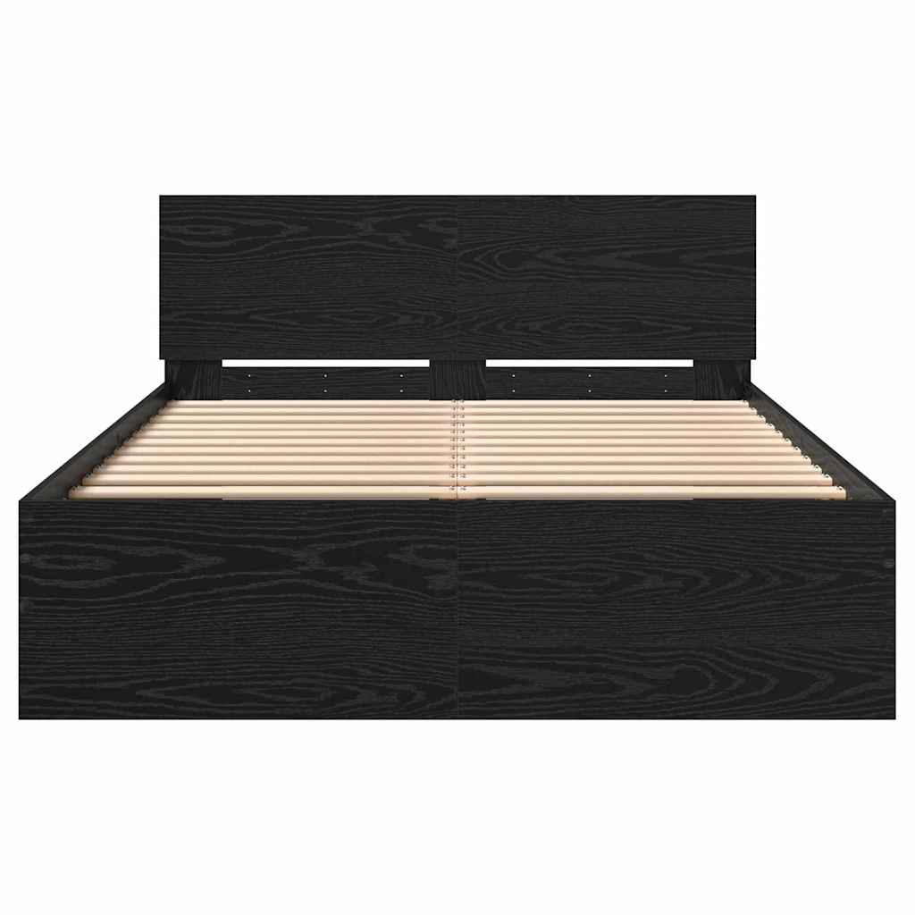 Bed Frame Black Oak 193 x 125 x 70 cm Engineered Wood