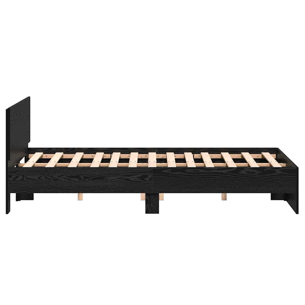 Bed Frame Black Oak 193 x 125 x 70 cm Engineered Wood