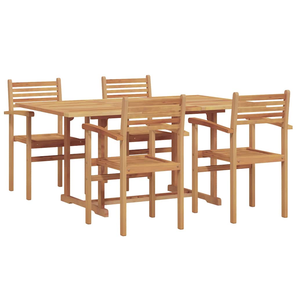 Garden Dining Set 5 pcs Natural Solid Acacia Wood