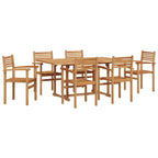 Garden Dining Set 7 pcs Natural Solid Acacia Wood