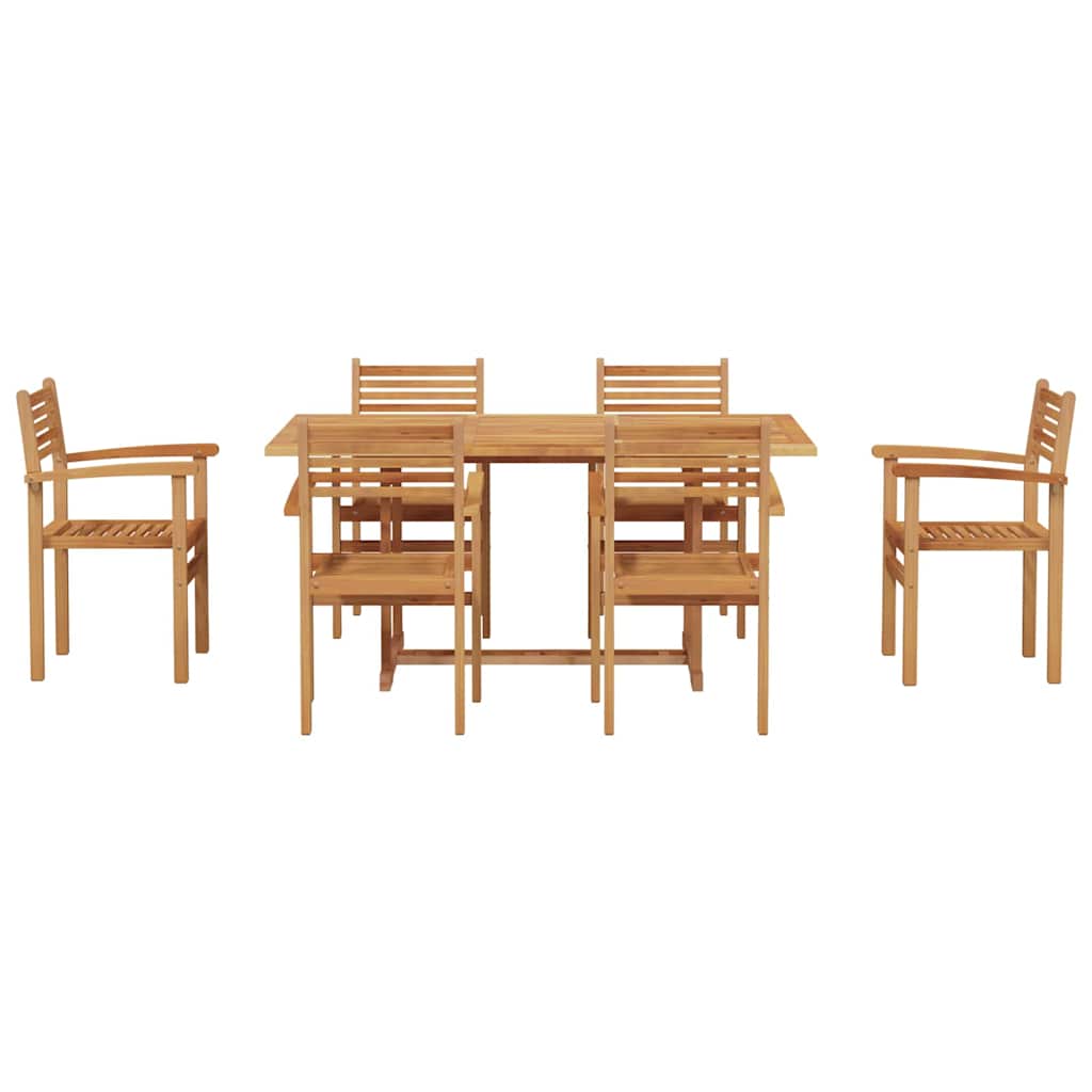 Garden Dining Set 7 pcs Natural Solid Acacia Wood
