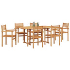 Garden Dining Set 7 pcs Natural Solid Acacia Wood