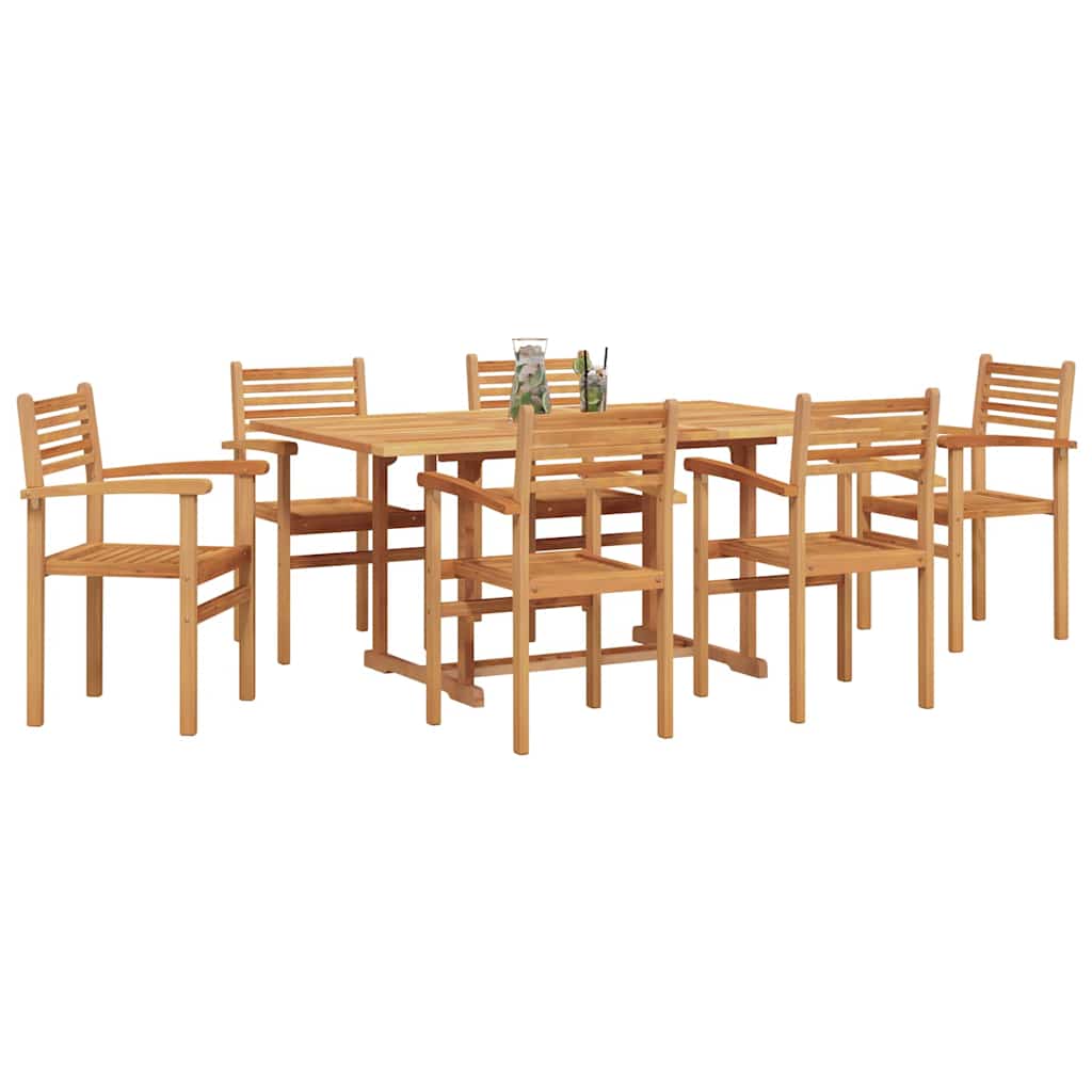 Garden Dining Set 7 pcs Natural Solid Acacia Wood