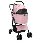 Folding Pet Stroller Adjustable Pink 81 x 47 x 99 cm Polyester