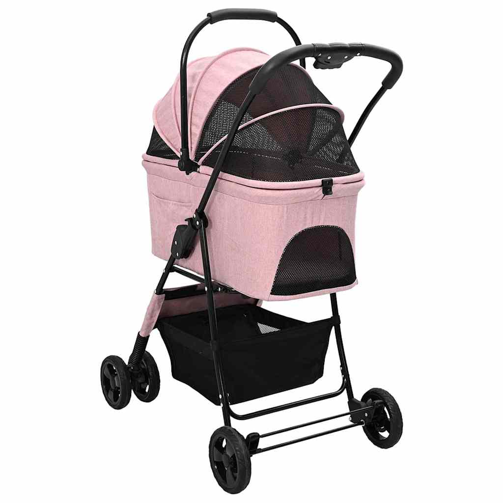 Folding Pet Stroller Adjustable Pink 81 x 47 x 99 cm Polyester