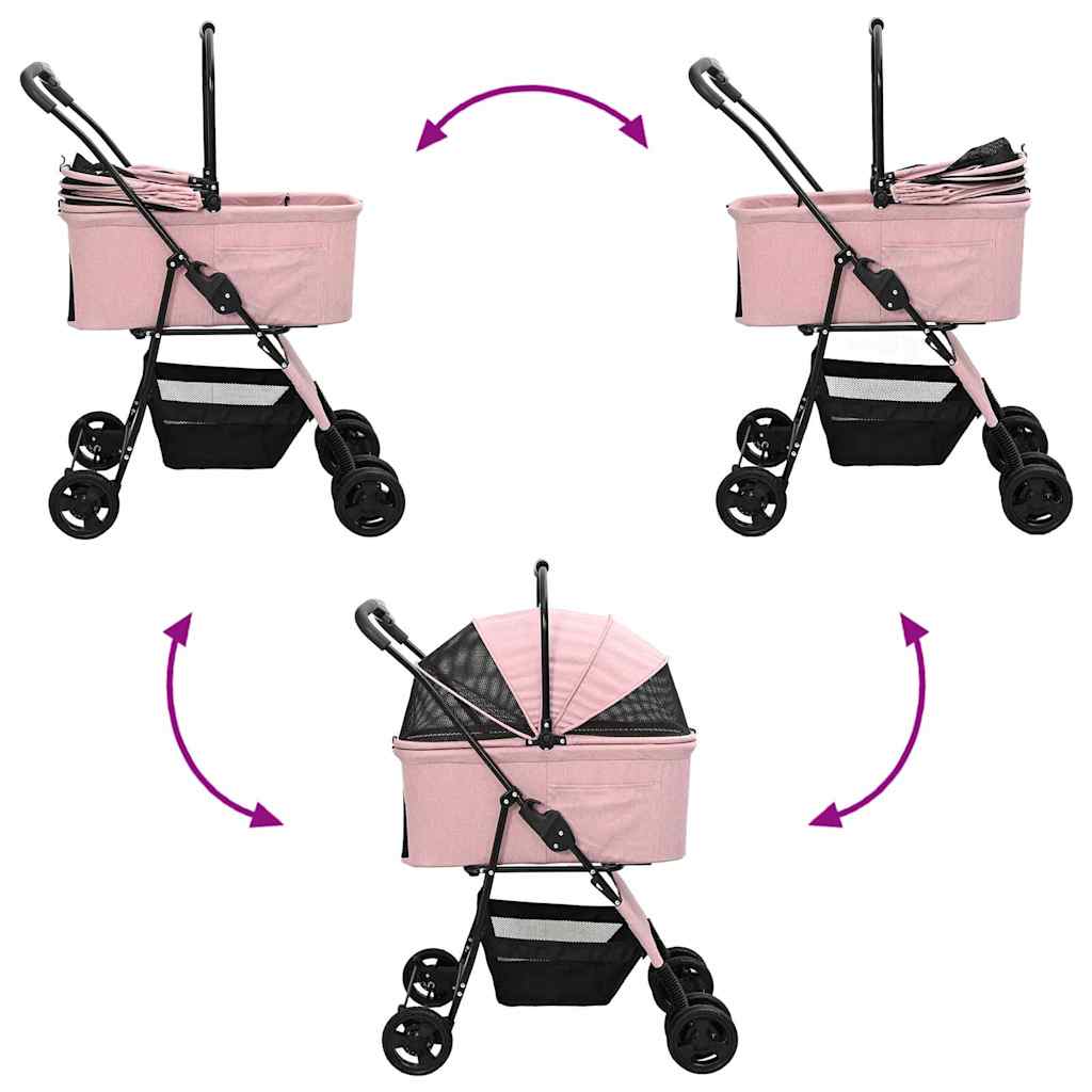 Folding Pet Stroller Adjustable Pink 81 x 47 x 99 cm Polyester