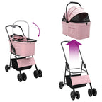 Folding Pet Stroller Adjustable Pink 81 x 47 x 99 cm Polyester