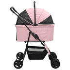 Folding Pet Stroller Adjustable Pink 81 x 47 x 99 cm Polyester
