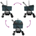 Folding Pet Stroller Adjustable Green 81 x 47 x 99 cm Polyester