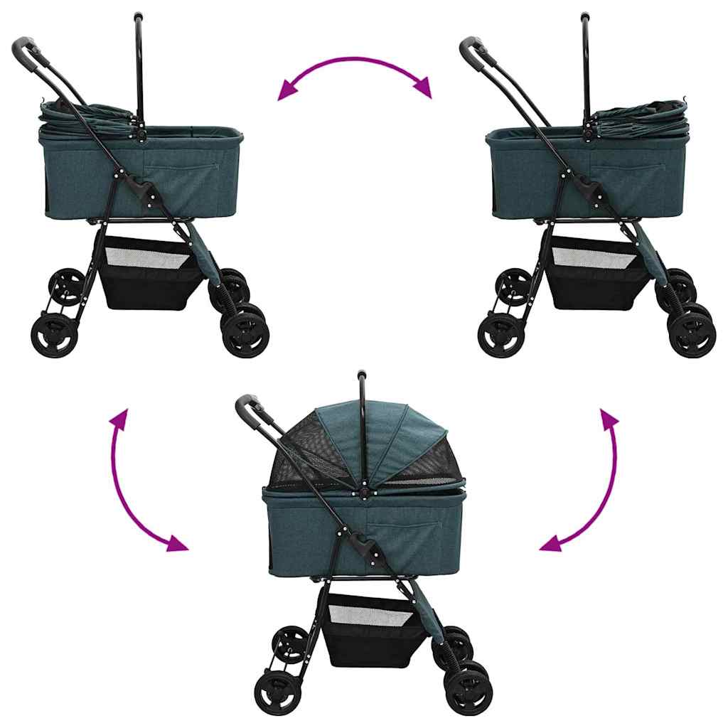 Folding Pet Stroller Adjustable Green 81 x 47 x 99 cm Polyester