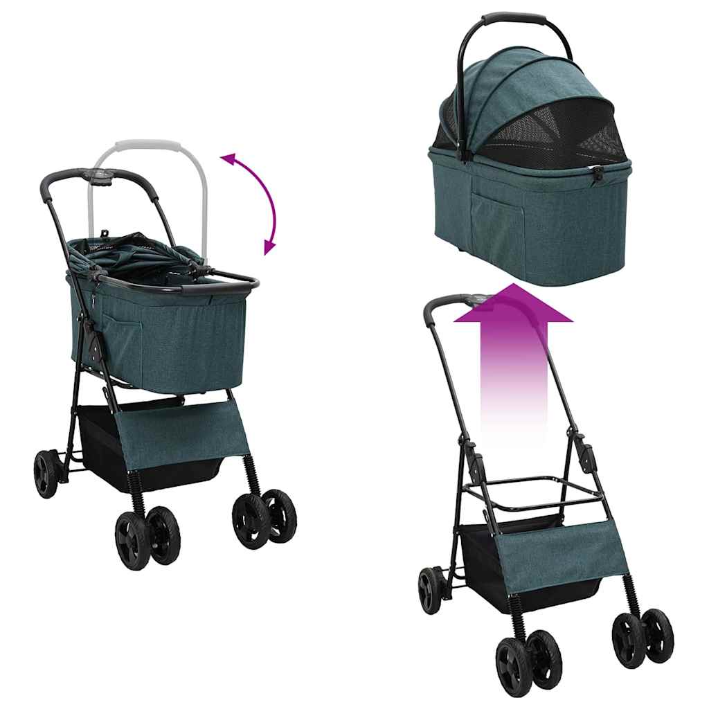 Folding Pet Stroller Adjustable Green 81 x 47 x 99 cm Polyester