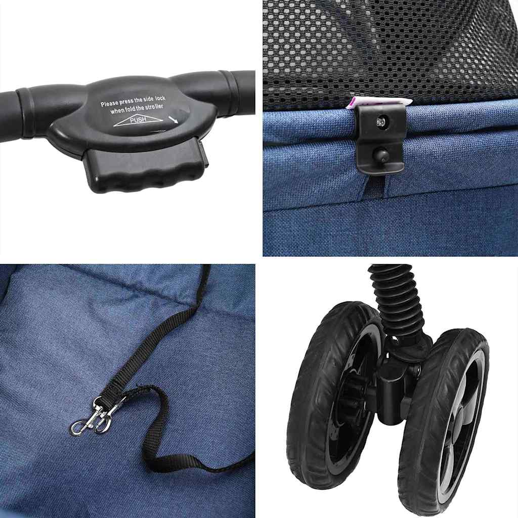 Folding Pet Stroller Adjustable Blue 81 x 47 x 99 cm Polyester