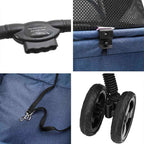 Folding Pet Stroller Adjustable Blue 81 x 47 x 99 cm Polyester