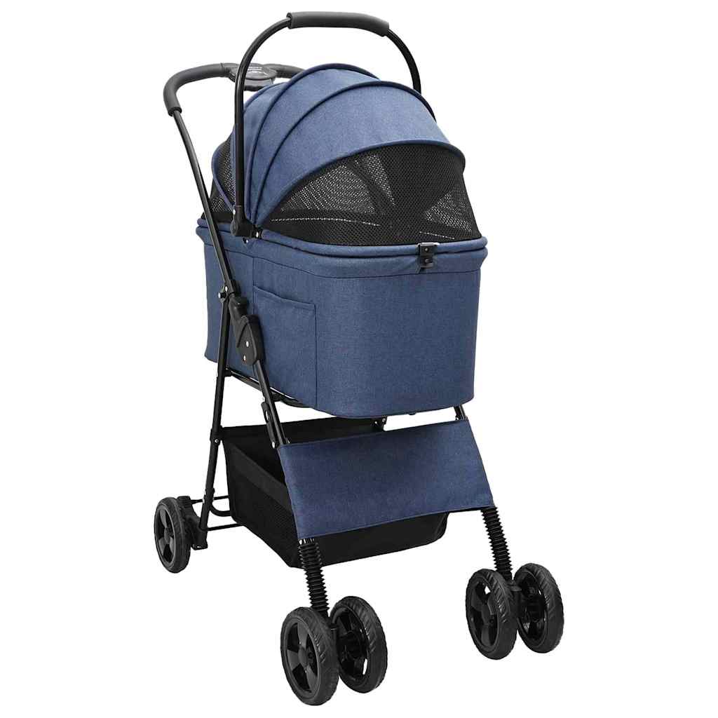 Folding Pet Stroller Adjustable Blue 81 x 47 x 99 cm Polyester