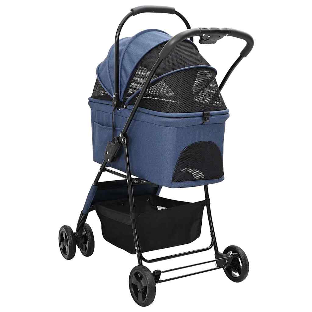 Folding Pet Stroller Adjustable Blue 81 x 47 x 99 cm Polyester